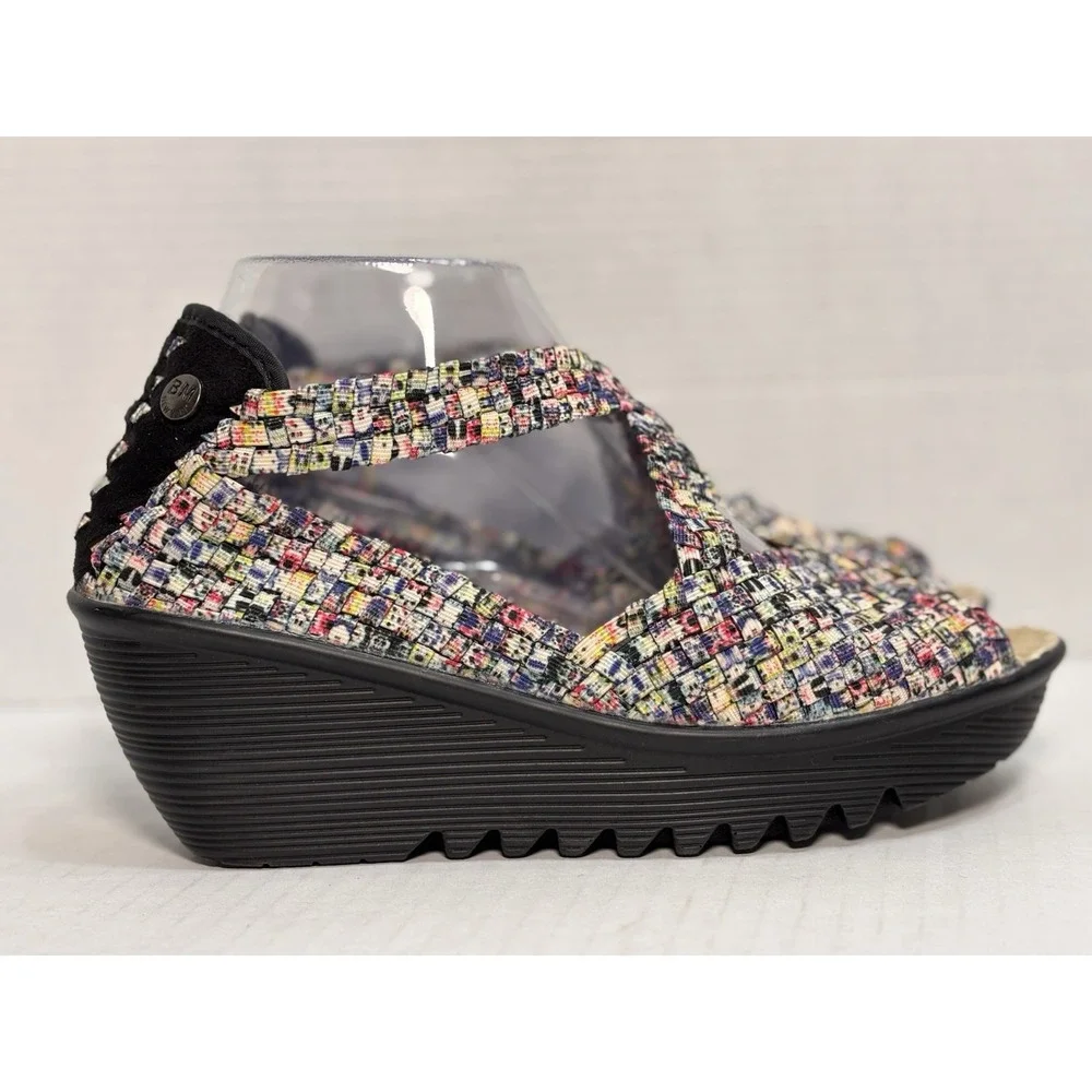 Bernie Mev Drake‎ Woven Elastic Wedge Sandals Floral Criss Cross Womens 39 US 8